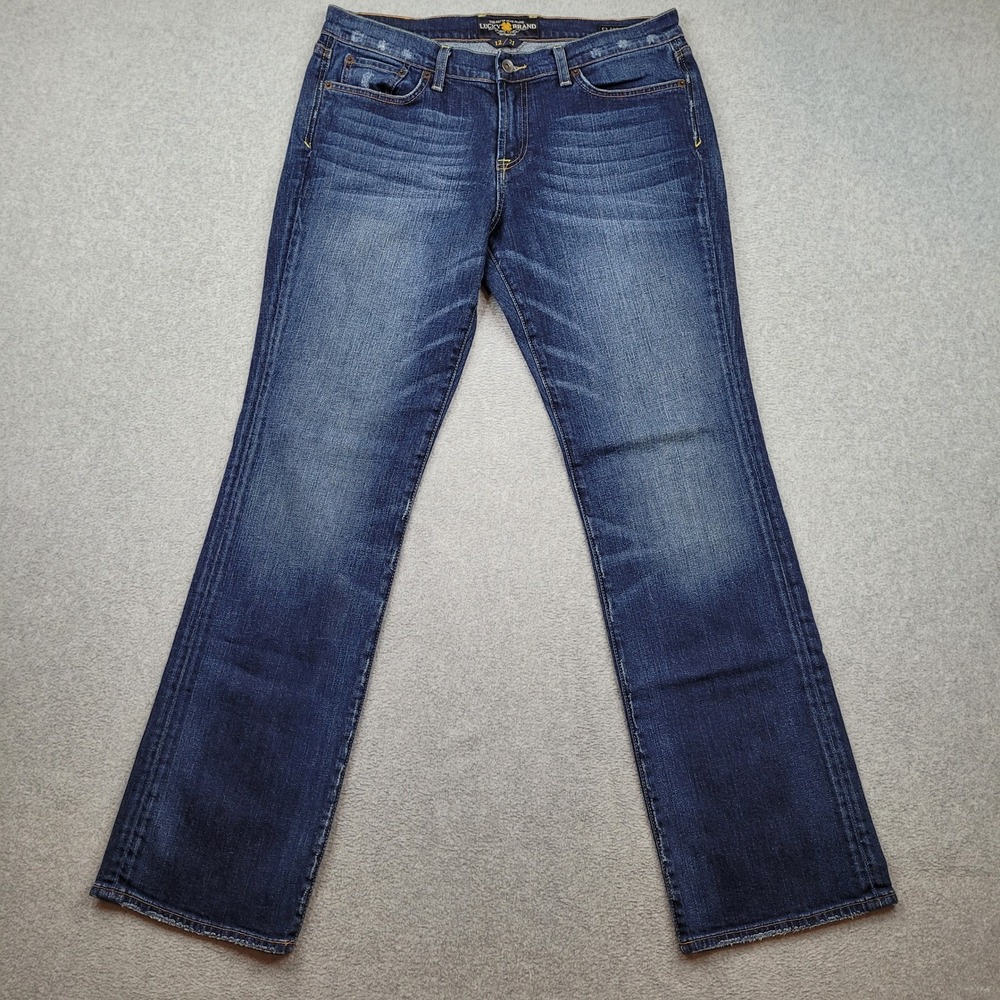 Lucky Brand Classic Rider‎ Jeans Womens 12x31 Blue Straight Leg Distressed Denim